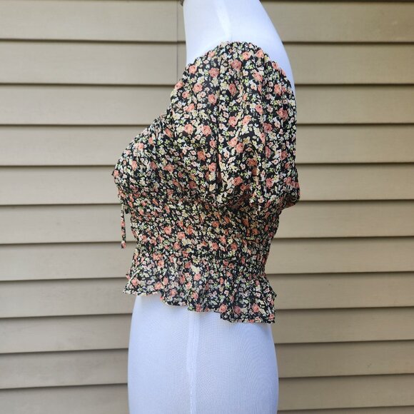 Forever 21 Multicolor Square Neck Crop Top Ditsy Floral Print Blouse - Picture 8 of 12
